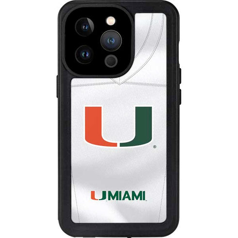 University of Miami White Jersey iPhone 15 Pro Waterproof Case